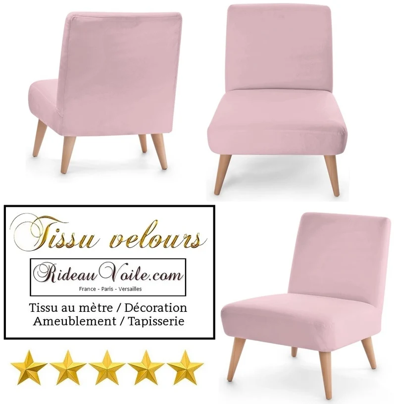 Éditeur textile tissu luxe velours rose clair layette mètre rideau coussin canapé