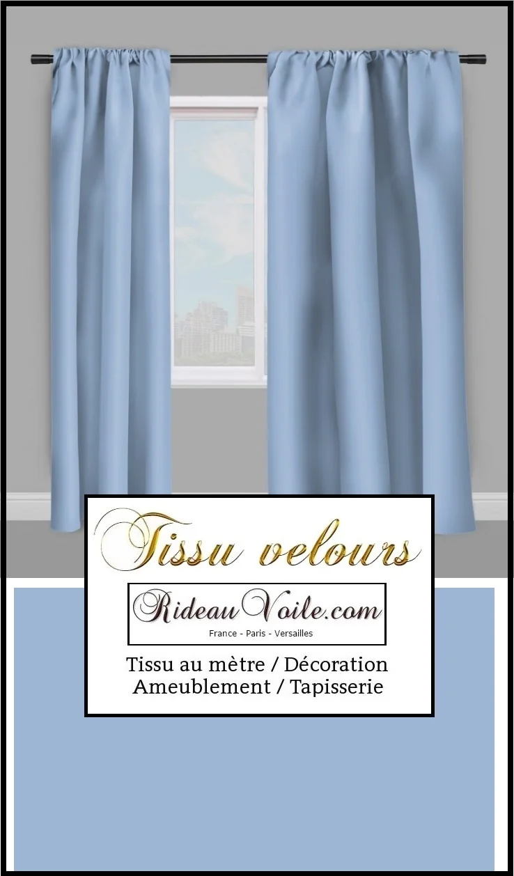 Tissu ameublement velours bleu layette au mètre rideau décoration canapé