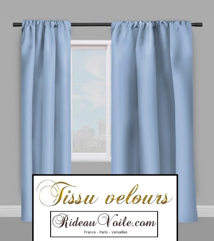 Tissu ameublement velours bleu layette au mètre rideau décoration canapé