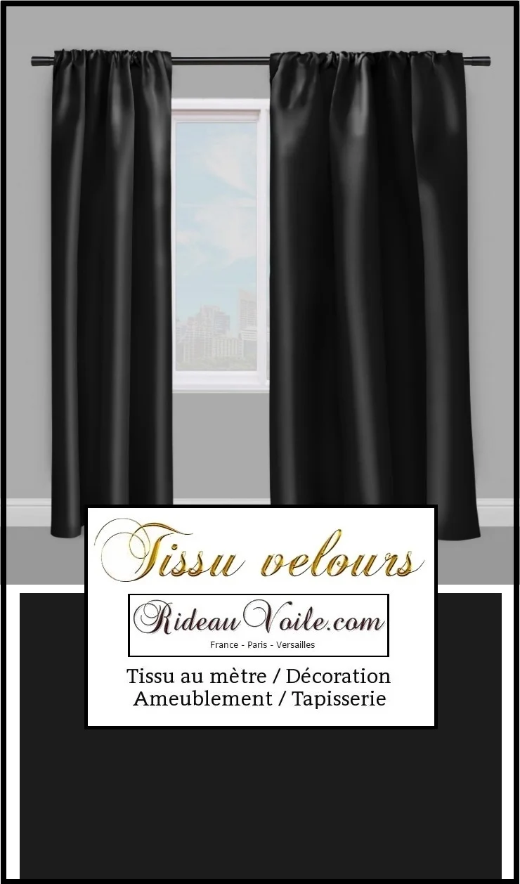 Rideauvoile.com | Tissu ameublement velours noir au mètre rideau coussin canapé