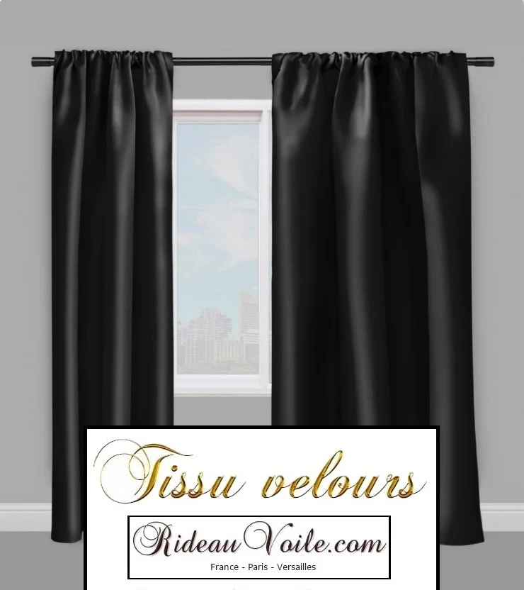 Rideauvoile.com | Tissu ameublement velours noir au mètre rideau coussin canapé