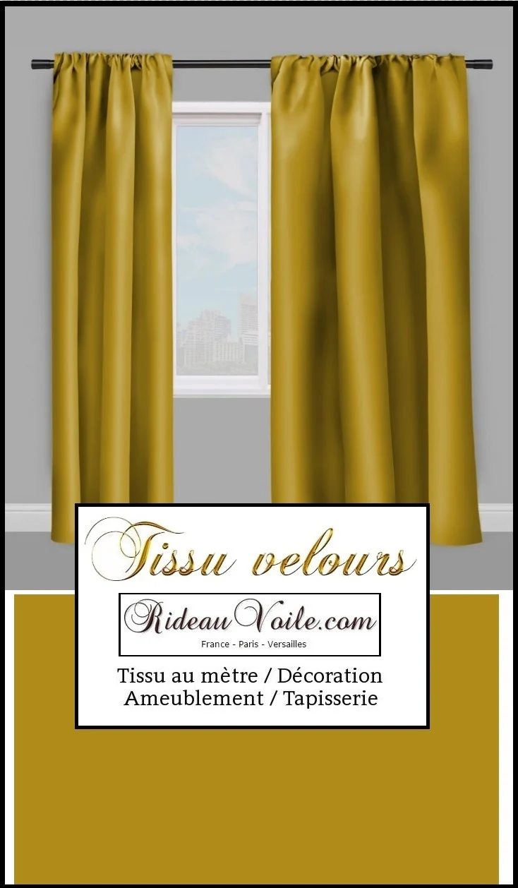 Tissu ameublement velours vert kaki au mètre rideau store tapisserie siège mur