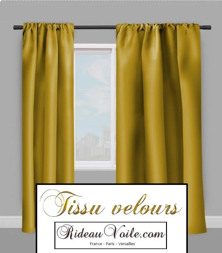 Tissu ameublement velours vert kaki au mètre rideau store tapisserie siège mur