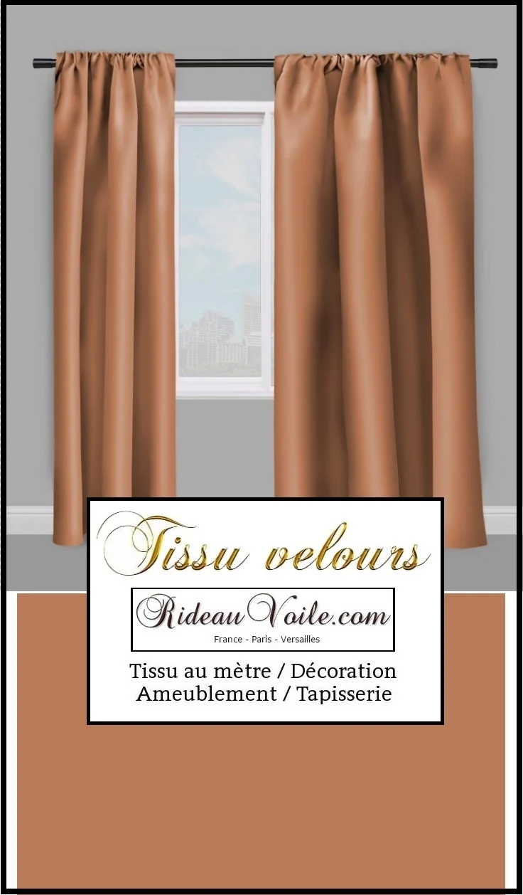 Boutique tissu ameublement velours Marron au mètre rideau store tapisserie siège