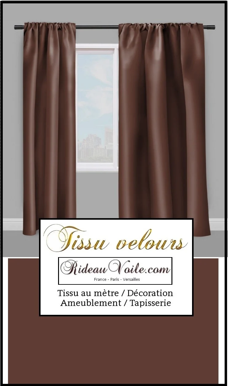 Boutique Tissu ameublement velours Marron au mètre rideau store tapisserie siège