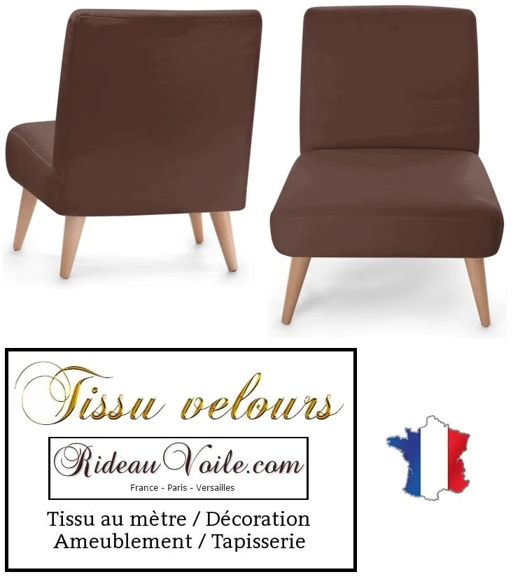 Boutique Tissu ameublement velours Marron au mètre rideau store tapisserie siège