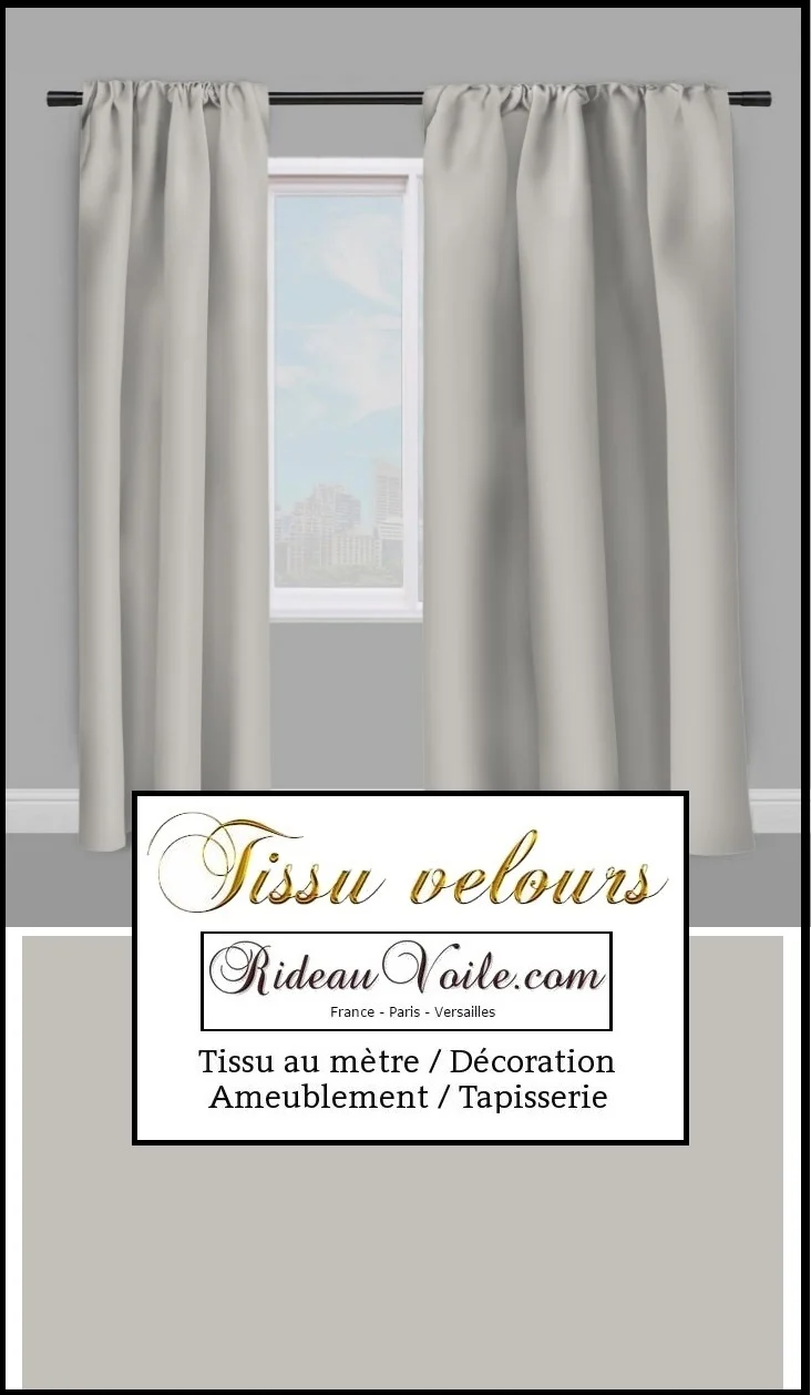 Tissu velours gris clair au mètre décoration rideau coussin tapisserie siège canapé