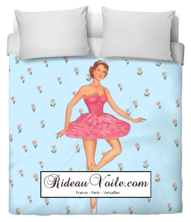 Tissu ameublement mètre motif danseuse étoile couette rideau voilage bleu