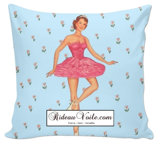 Tissu ameublement mètre motif danseuse étoile couette rideau voilage bleu