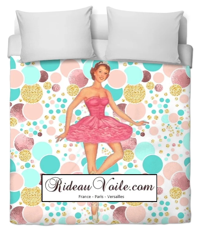 Tissu pois rond ameublement mètre motif danseuse étoile couette rideau voilage