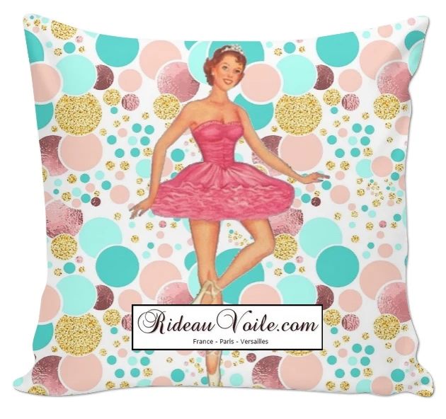 Tissu pois rond ameublement mètre motif danseuse étoile couette rideau voilage