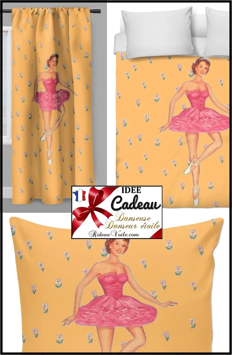 Tissu au mètre fleuri motif danseuse étoile housse couette rideau occultant voilage