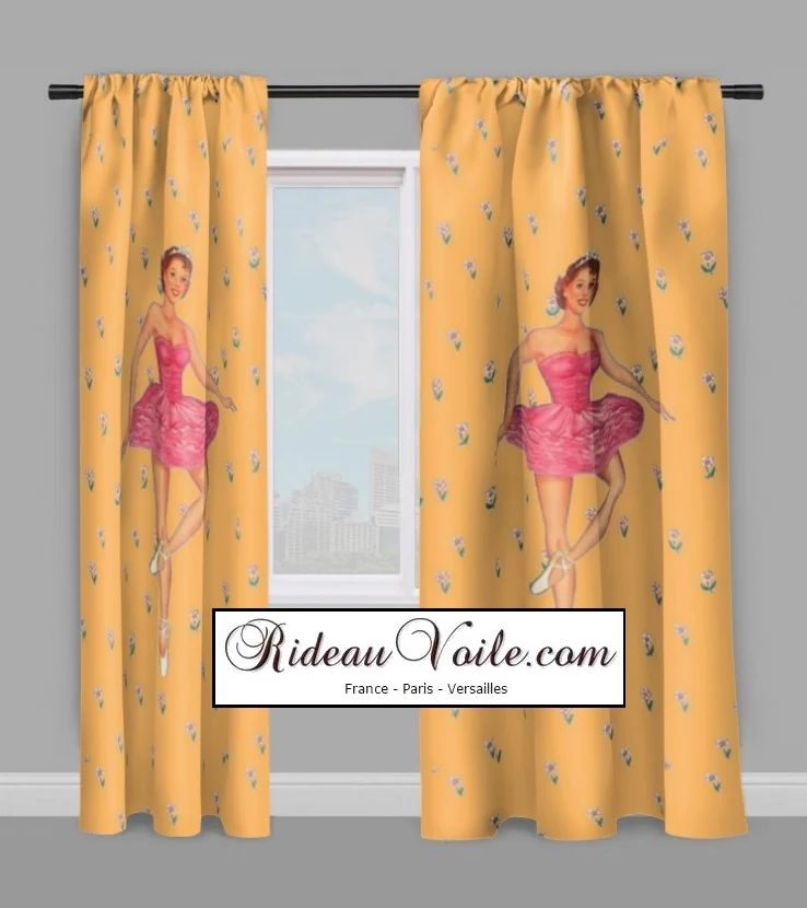 Tissu au mètre fleuri motif danseuse étoile housse couette rideau occultant voilage
