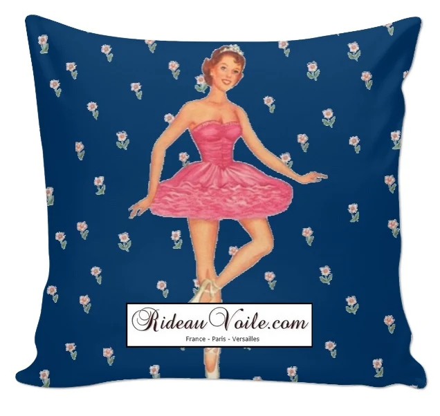 Tissu bleu mètre motif danseuse étoile housse couette rideau occultant voilage