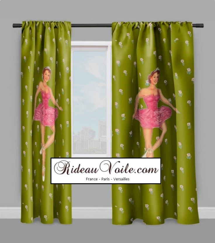 Tissu au mètre motif danseuse étoile housse couette literie rideau occultant ignifugé
