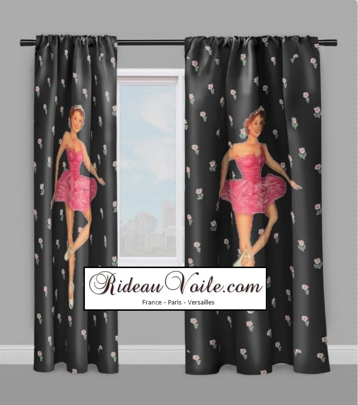 Tissu au mètre motif danseuse chambre fille couette literie rideau housse couette