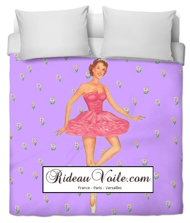 Tissu au mètre imprimé motif danseuse rétro chambre couette literie rideau sur mesure