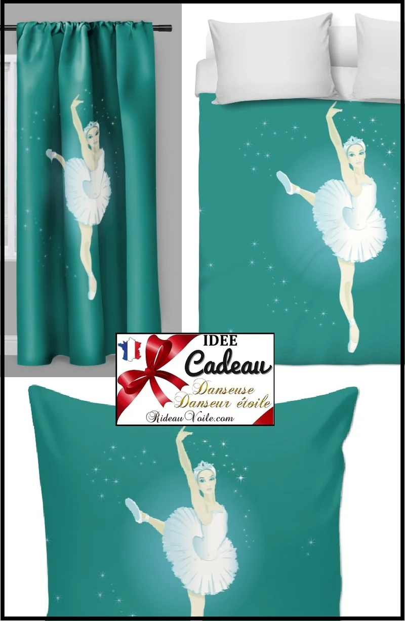 Tissu voilage rideau occultant ignifugé motif Danseuse ballerine classique étoile