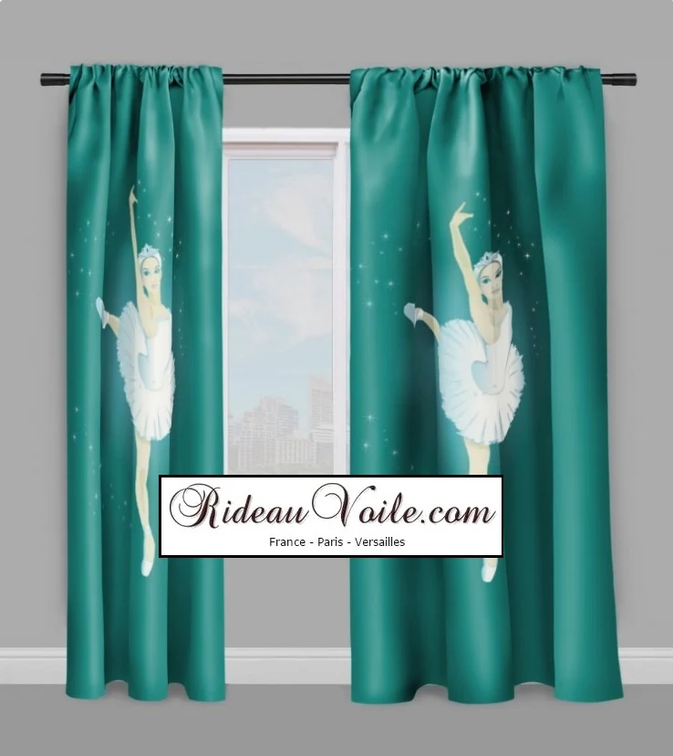 Tissu voilage rideau occultant ignifugé motif Danseuse ballerine classique étoile