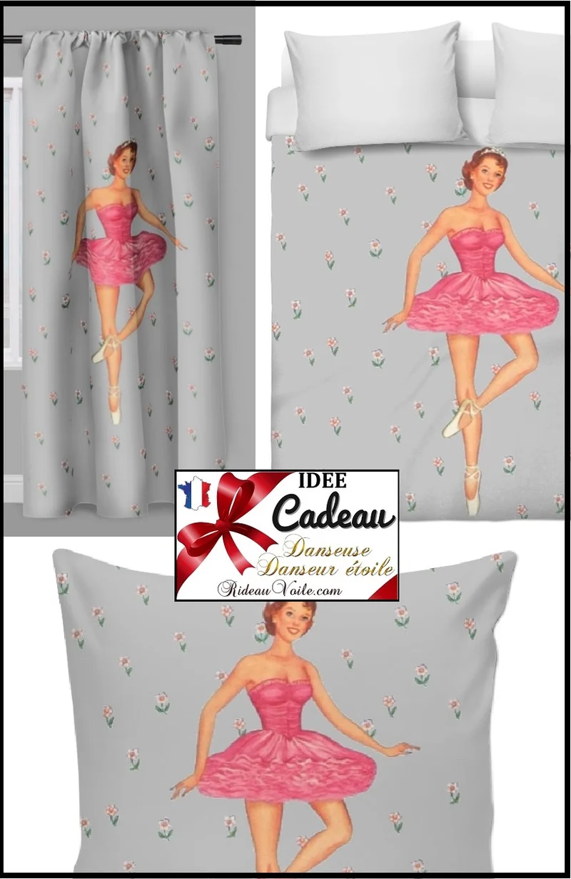 Tissu voilage rideau occultant ignifugé motif Danseuse ballerine classique étoile