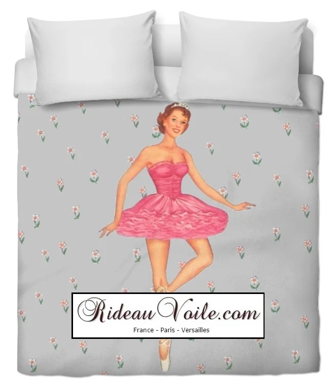 Tissu voilage rideau occultant ignifugé motif Danseuse ballerine classique étoile
