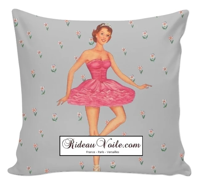 Tissu voilage rideau occultant ignifugé motif Danseuse ballerine classique étoile