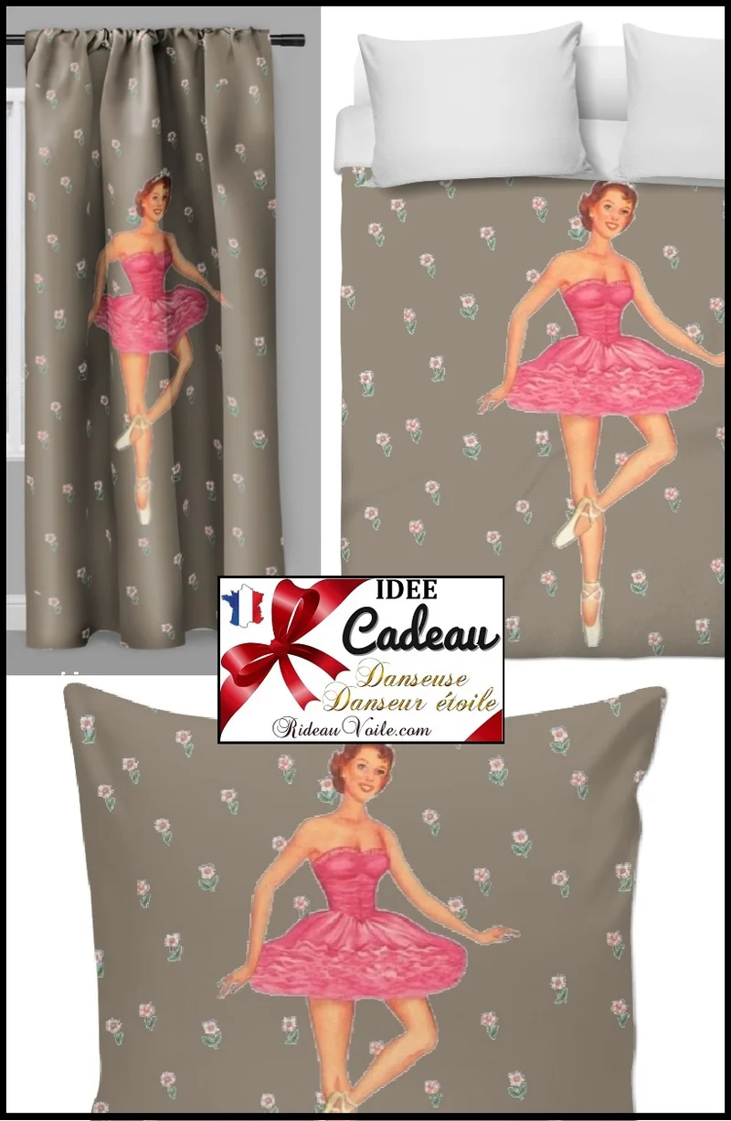 Tissu ameublement mètre motif silhouette Danseuse étoile rideau couette voilage