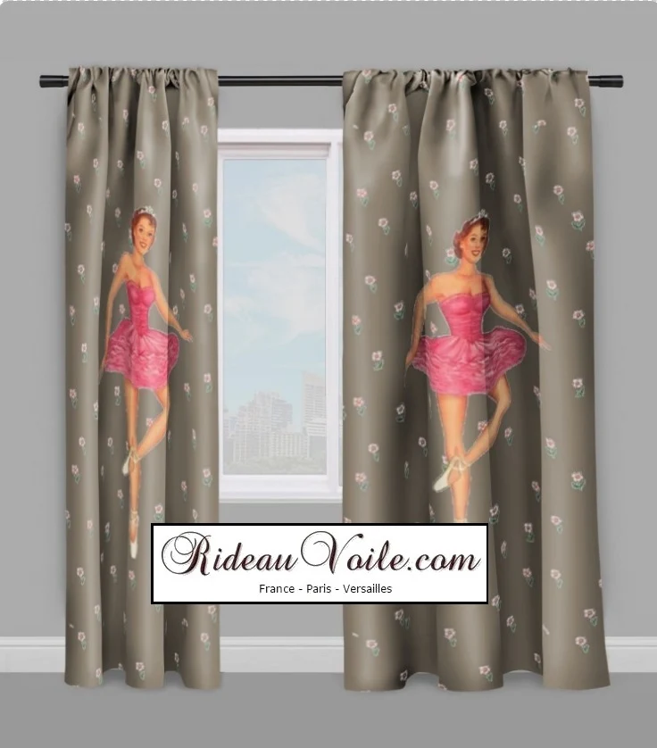 Tissu ameublement mètre motif silhouette Danseuse étoile rideau couette voilage