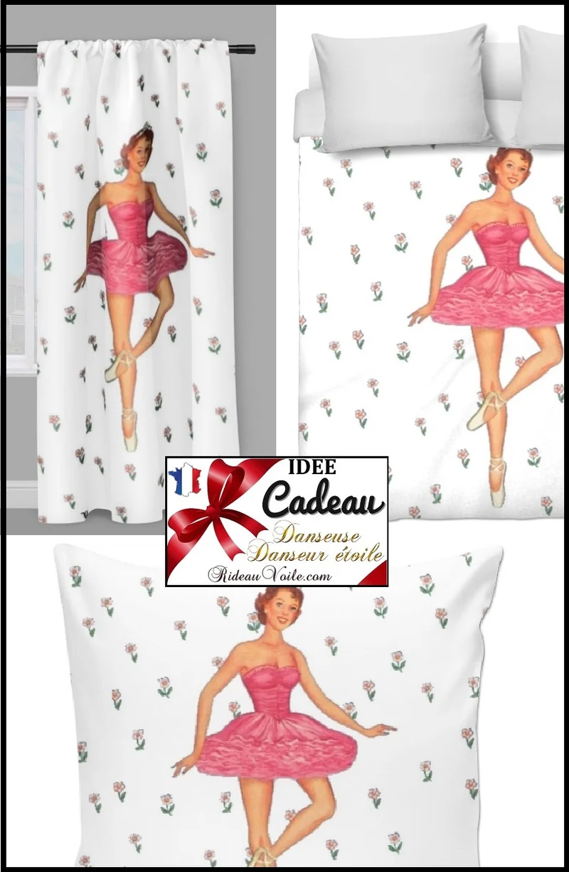 Tissu au mètre motif Danseuse ballet Classique étoile rideau housse couette voilage