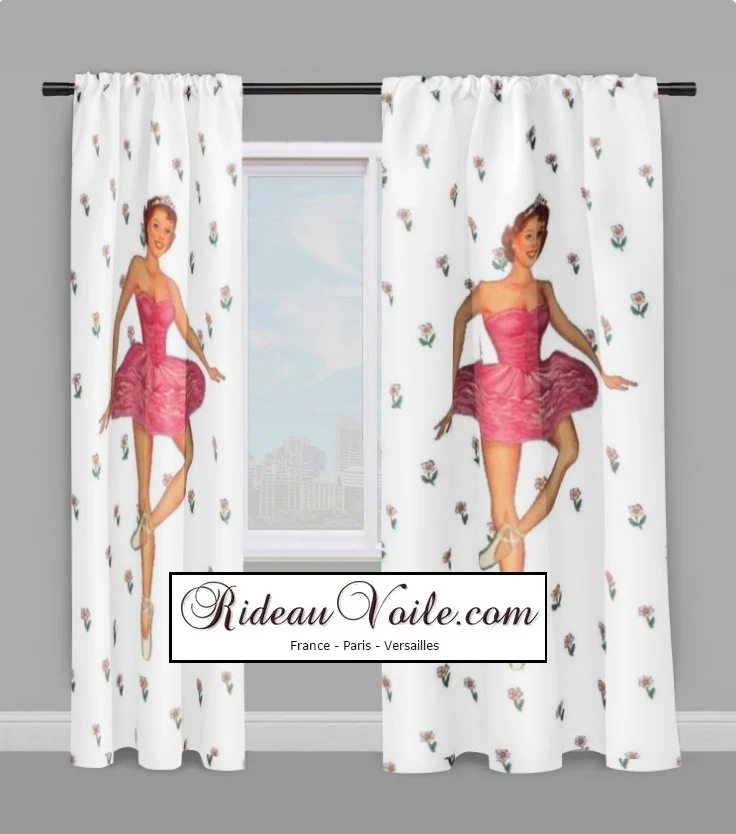 Tissu au mètre motif Danseuse ballet Classique étoile rideau housse couette voilage