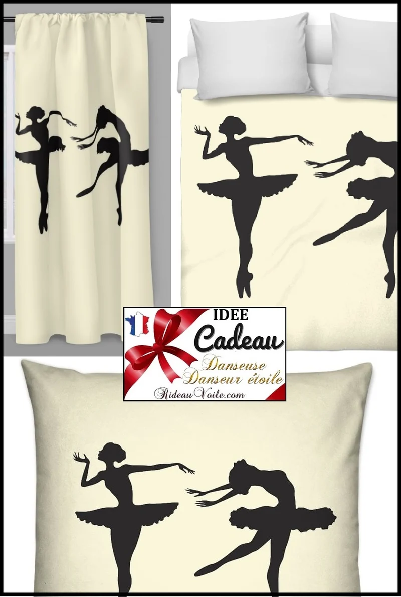 Tissu imprimé silhouette danseuse rideau couette voilage fabric dancer pattern ballerina