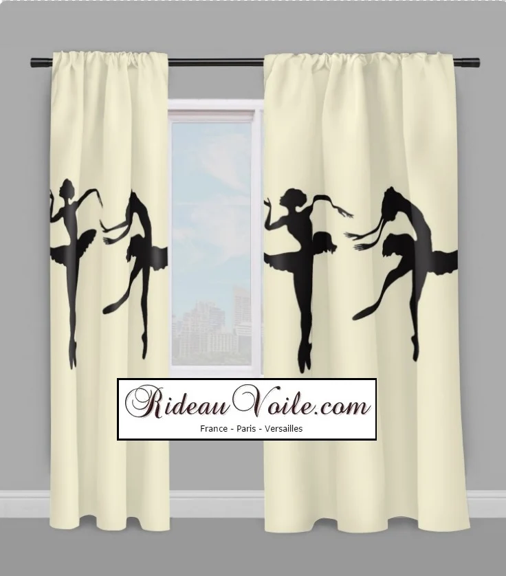 Tissu imprimé silhouette danseuse rideau couette voilage fabric dancer pattern ballerina