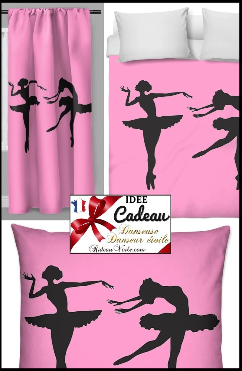 Motif tissu imprimé silhouette danseuses étoile classique rideau housse couette voilage