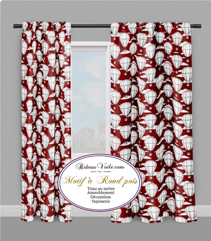 Tissu ameublement motif rond montgolfière mètre rideau housse couette tapisserie