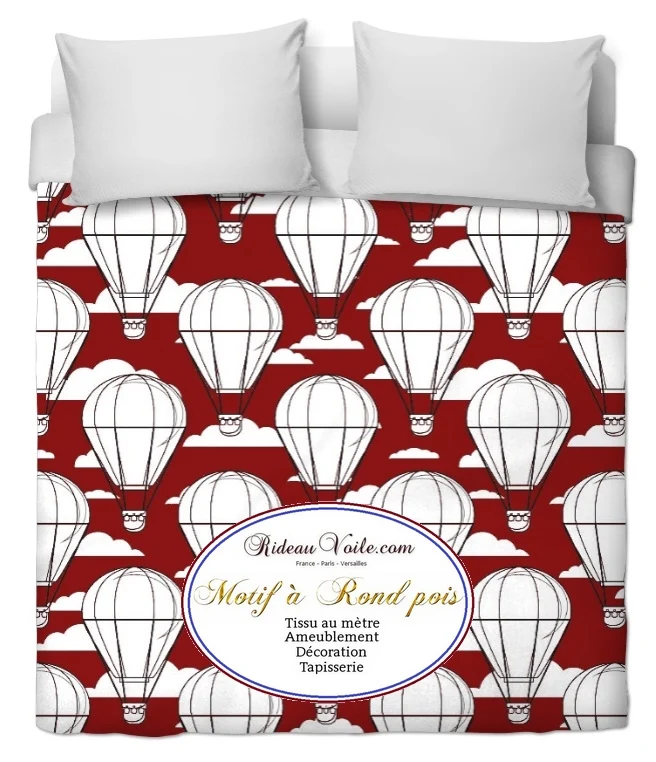 Tissu ameublement motif rond montgolfière mètre rideau housse couette tapisserie