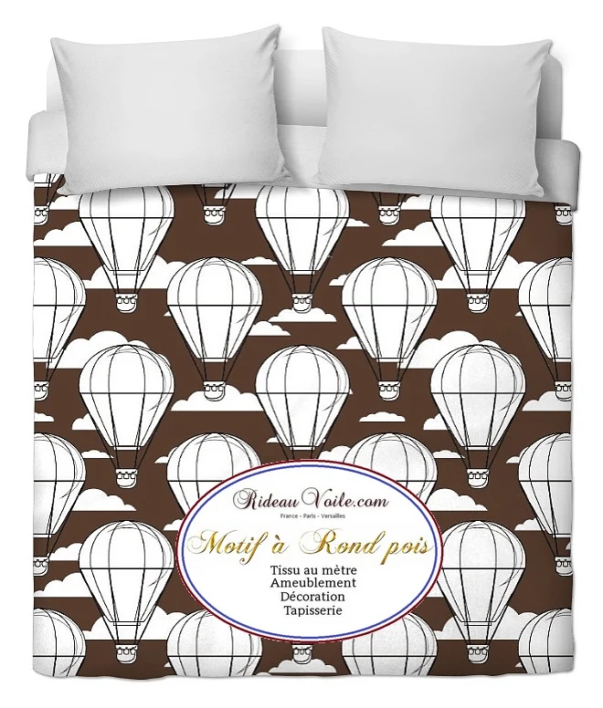 Tissu motif pois rond montgolfière mètre rideau housse couette déco tapisserie