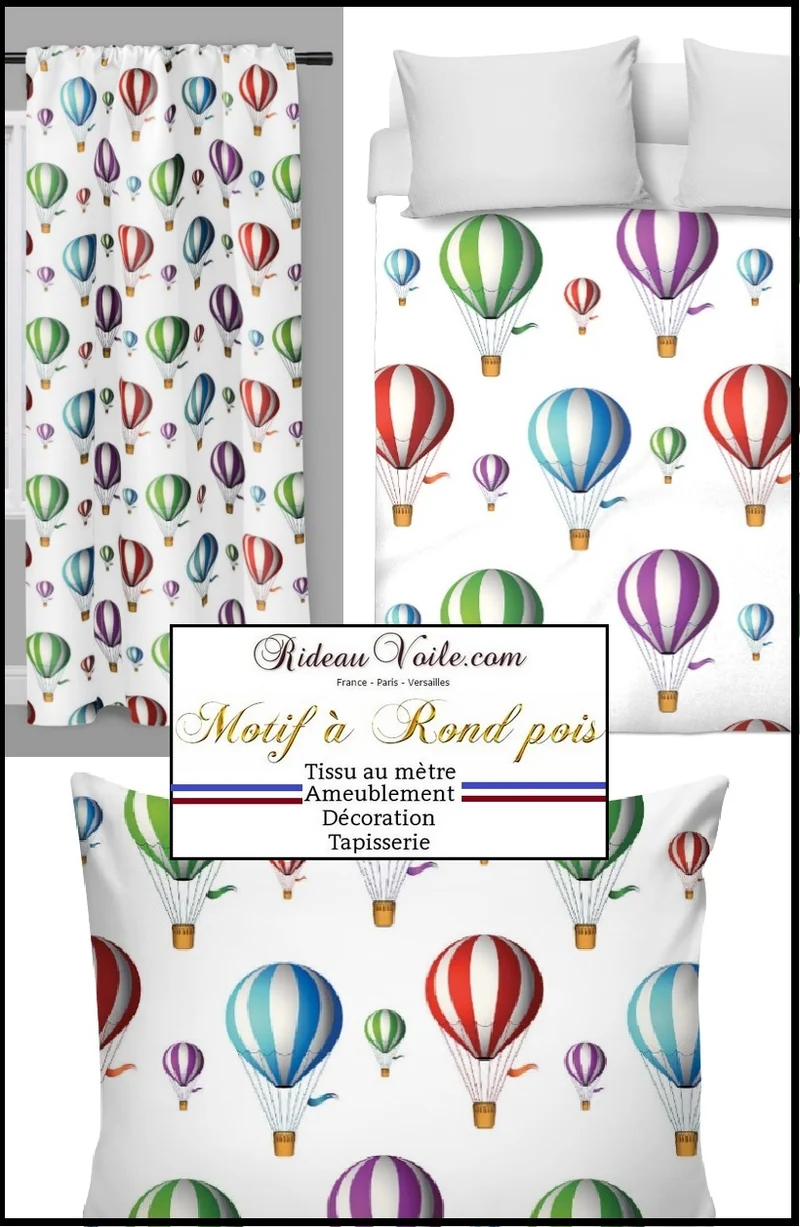 Tissu ameublement motif pois dot pattern fabric mètre meter décoration rideau drapes