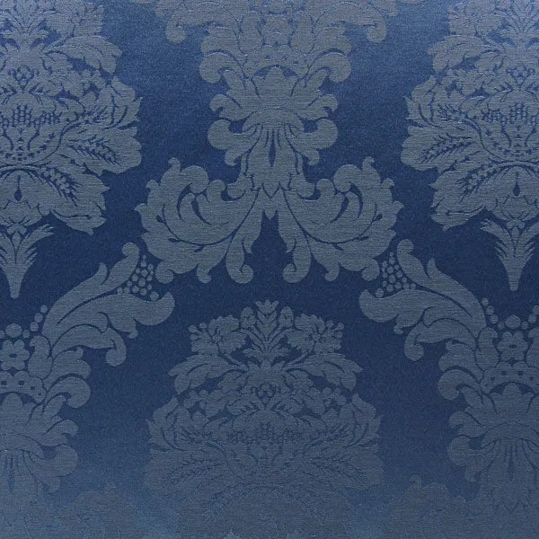 Boutique tissu ameublement mètre jacquard DAMASCO Baroque rideau Bleu roi