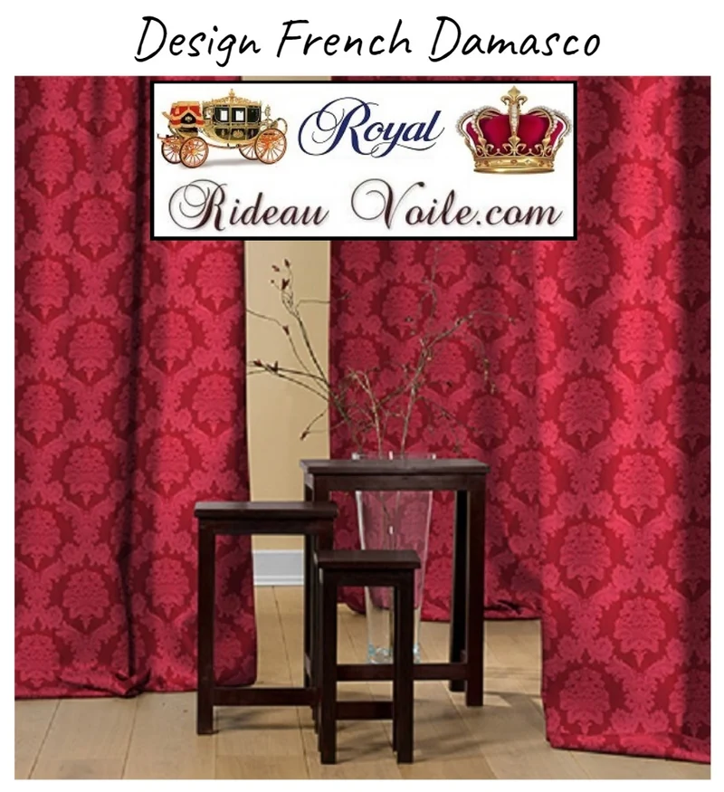 Tissu ameublement mètre jacquard DAMASCO Baroque rideau xtrento rouge vif