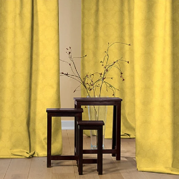 Tissu d'éditeur d'ameublement mètre jacquard Damasco Baroque jaune