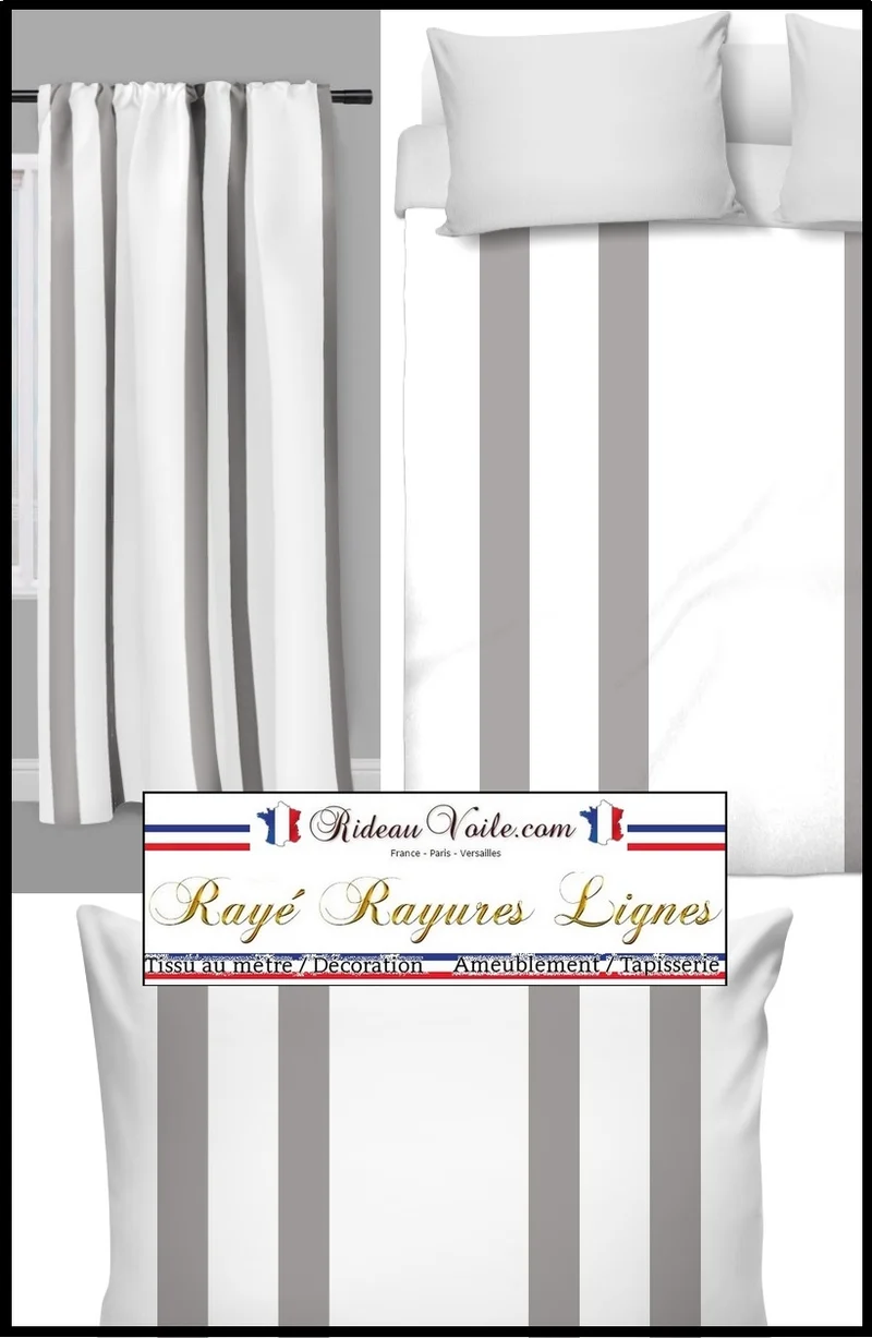 Tissu rayés rayures au mètre rideau couette voilage fabrics stripes Navy pattern drapes