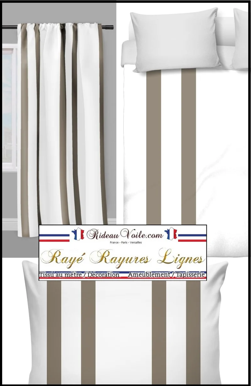 Tissu rayés rayures ligne mètre rideau couette voilage fabrics stripes Navy pattern