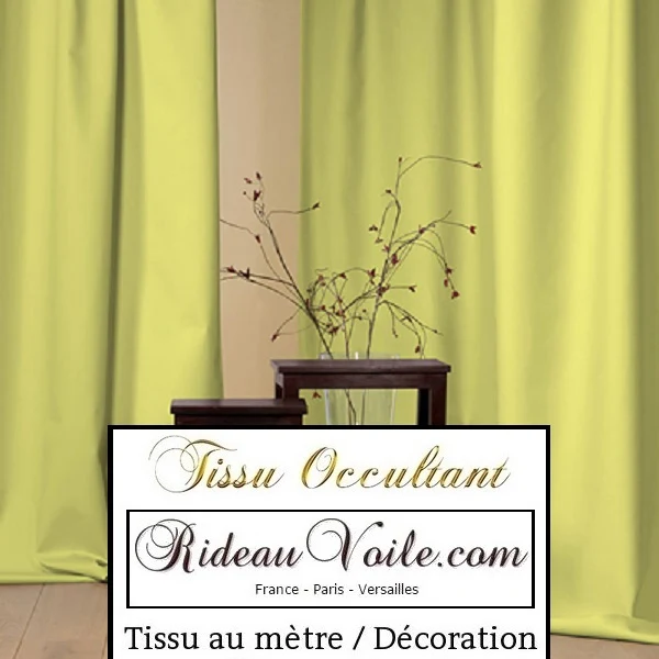 Tissu ameublement occultant rideau obscurcissant au mètre vert uni décoration blackout