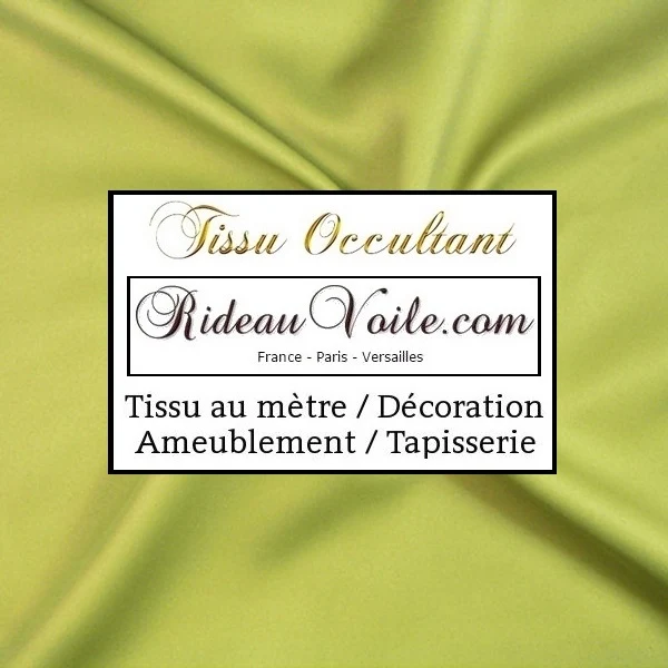 Tissu ameublement occultant rideau obscurcissant au mètre vert uni décoration blackout
