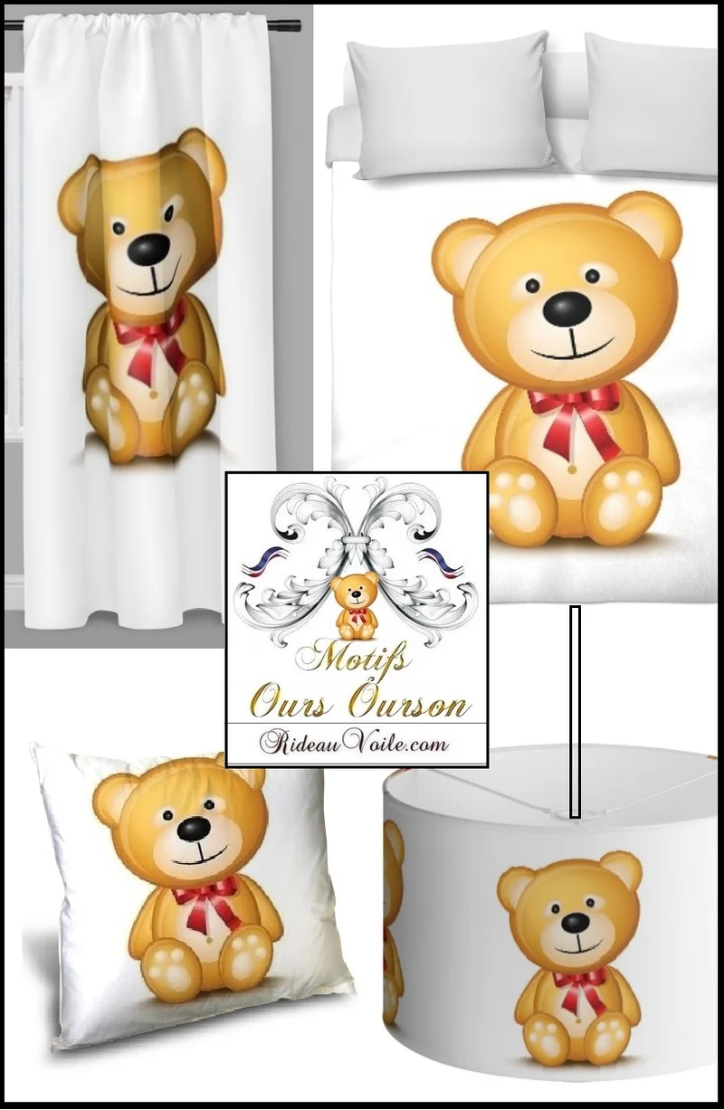 Boutique déco bébé chambre enfant tissu ameublement mètre motif ourson Teddy