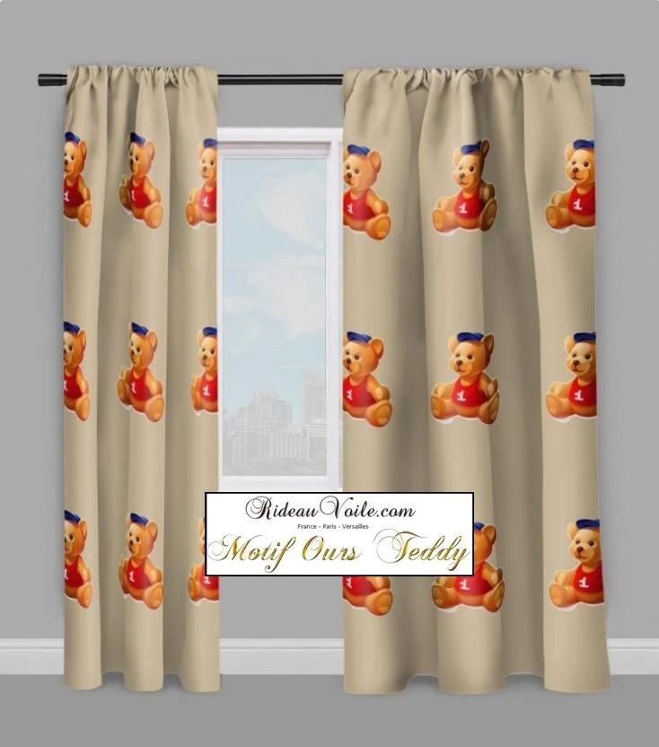 Déco créateur chambre enfant bébé tissu au mètre rideau couette imprimé ourson