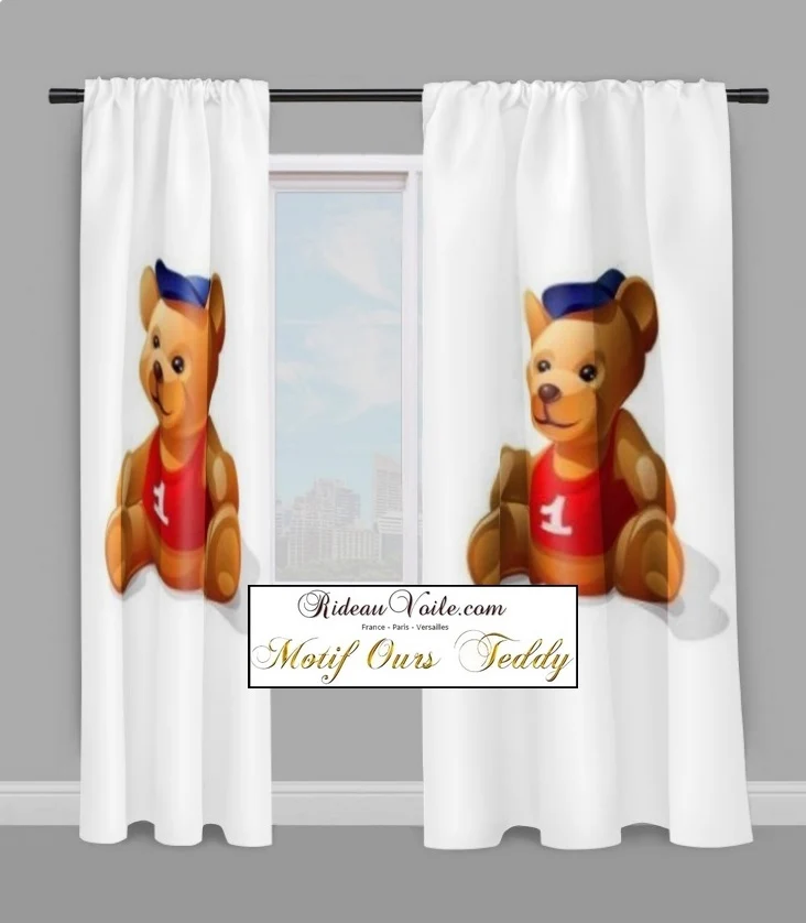 Déco tissu ameublement motif imprimé ours ourson mètre rideau couette voilage