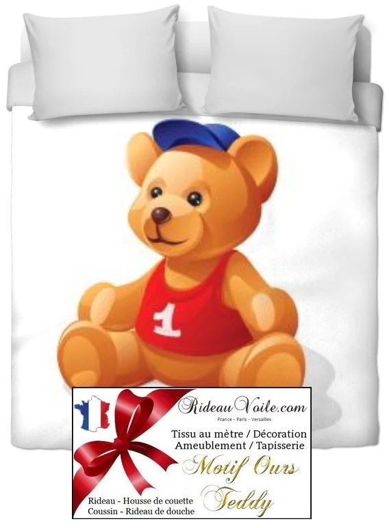 Déco tissu ameublement motif imprimé ours ourson mètre rideau couette voilage