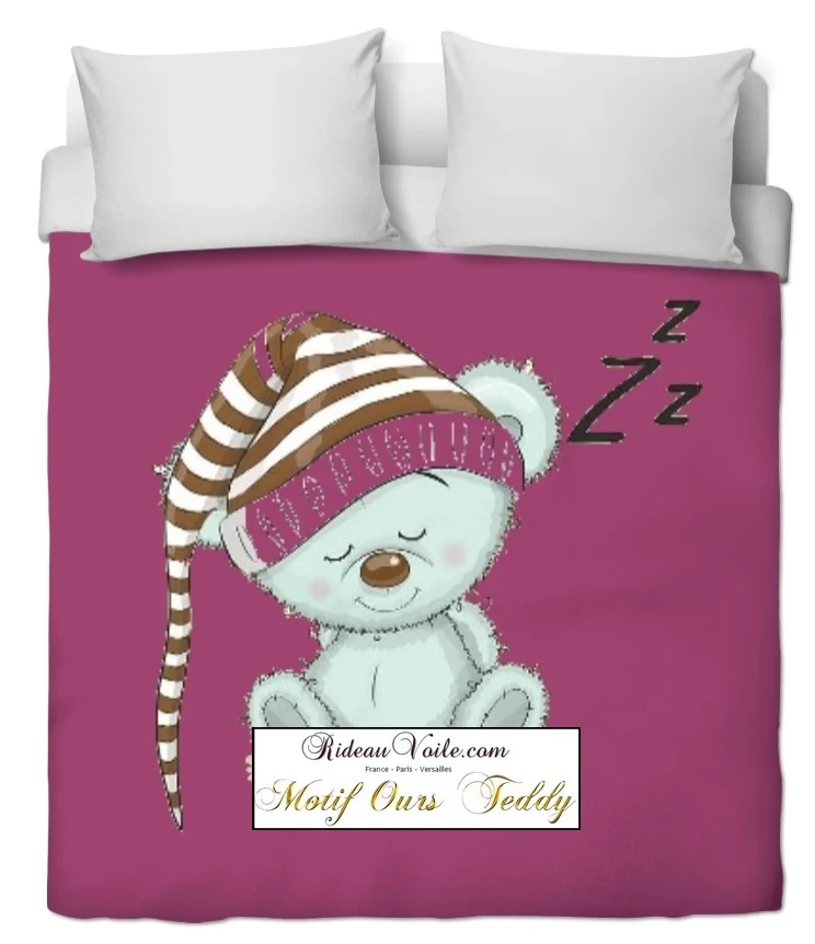Décoratrice ambiance chambre tissu enfant bébé motif ourson mètre rideau couette