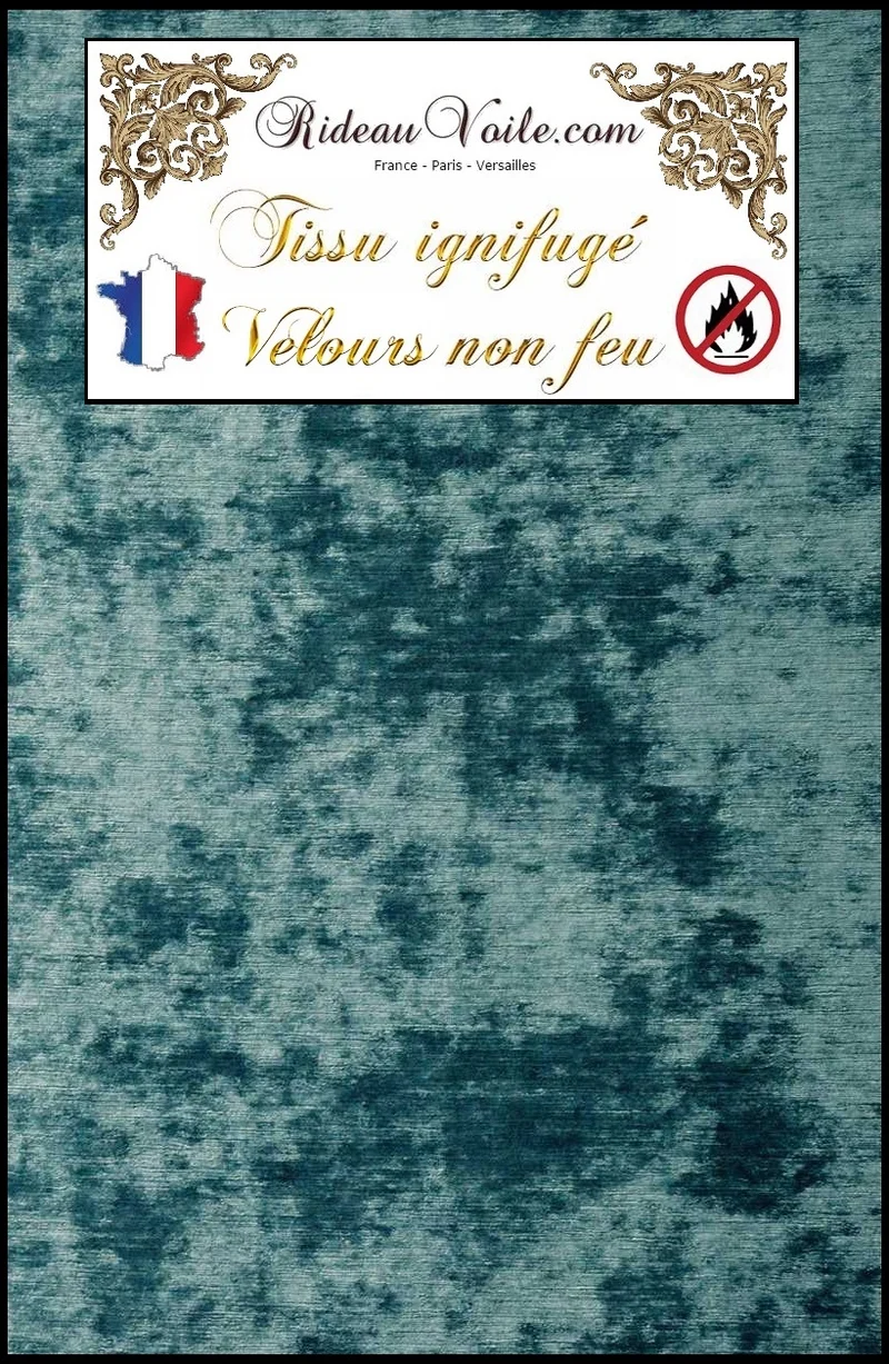 Tissu bleu velours ameublement au mètre Ignifugé rideau velvet fabrics fireproof blue